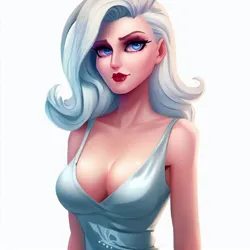 Size: 900x900 | Tagged: suggestive, derpibooru import, machine learning generated, trixie, human, ai content, big breasts, breasts, bust, busty trixie, cleavage, clothes, evening dress, evening gown, female, humanized, image, jpeg, looking at you, portrait, simple background, solo, white background, wrong eye color