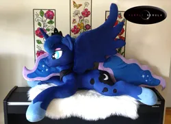 Size: 929x672 | Tagged: safe, artist:purplenebulastudios, derpibooru import, princess luna, pony, image, irl, jpeg, life size, photo, plushie, solo