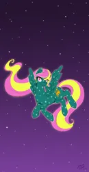 Size: 618x1191 | Tagged: safe, artist:jenasu, derpibooru import, starglow, pegasus, pony, g1, flying, glow 'n show ponies, image, night, png, solo, stars