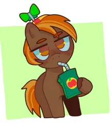Size: 1440x1641 | Tagged: safe, artist:ariariari.png, derpibooru import, button mash, earth pony, pony, foal, hat, image, jpeg, juice, juice box, propeller hat, solo
