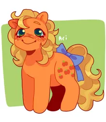 Size: 1440x1641 | Tagged: safe, artist:ariariari.png, derpibooru import, applejack (g1), earth pony, pony, g1, bow, freckles, image, jpeg, solo, tail, tail bow