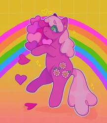 Size: 1440x1657 | Tagged: safe, artist:ariariari.png, derpibooru import, cheerilee, earth pony, pony, heart, image, jpeg, rainbow, solo, valentine's day card