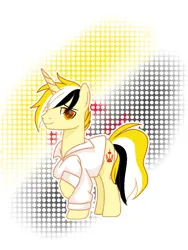 Size: 720x960 | Tagged: safe, artist:diniarvegafinahar, derpibooru import, ponified, pony, unicorn, brunei, clothes, image, male, nation ponies, png, raised hoof, shirt, simple background, solo, stallion, white background