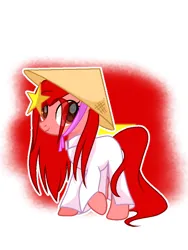 Size: 720x960 | Tagged: safe, artist:diniarvegafinahar, derpibooru import, ponified, earth pony, pony, asian conical hat, female, hat, image, mare, nation ponies, png, simple background, solo, stars, vietnam, white background