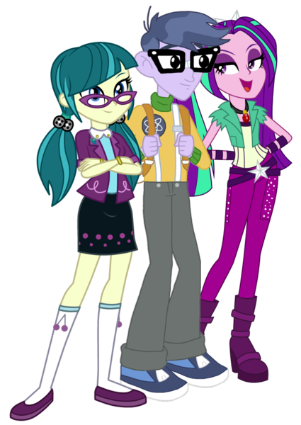 Size: 656x927 | Tagged: safe, artist:kimberlythehedgie, artist:mixiepie, artist:skyfallerart, derpibooru import, edit, aria blaze, juniper montage, microchips, equestria girls, movie magic, rainbow rocks, spoiler:eqg specials, ariachips, backpack, boots, clothes, crossed arms, female, gem, glasses, group sex, high heel boots, image, kneesocks, male, microjuniper, pants, pigtails, png, sex, shipping, shoes, simple background, siren gem, skirt, smiling, socks, straight, threesome, transparent background, twintails, vector