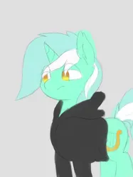 Size: 2048x2732 | Tagged: safe, artist:scootsredux, derpibooru import, lyra heartstrings, pony, unicorn, clothes, dig the swell hoodie, female, gray background, hoodie, image, png, simple background, sketch, solo, you will not remember me