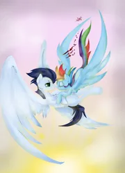 Size: 758x1055 | Tagged: safe, artist:fleetyarrowdraw, derpibooru import, rainbow dash, soarin', pegasus, pony, female, image, male, mare, png, shipping, soarindash, stallion, straight