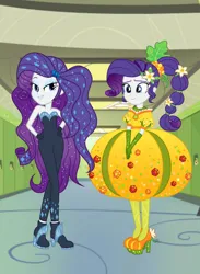 Size: 720x983 | Tagged: safe, derpibooru import, rarity, human, equestria girls, equestria girls series, holidays unwrapped, the other side, spoiler:eqg series (season 2), clothes, cornucopia costumes, cute, dress, duo, duo female, female, image, inflatable dress, png, raribetes, sexy, stupid sexy rarity, two rarities