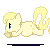 Size: 50x50 | Tagged: safe, artist:neriad, artist:yo-angie, derpibooru import, oc, oc:milkybar buttons, unofficial characters only, pony, animated, base used, gif, icon, image, pixel art, run run run base, running, simple background, solo, transparent background, yellow coat, yellow mane