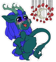 Size: 2900x3200 | Tagged: safe, artist:cobaltmist, derpibooru import, part of a set, oc, oc:lunar, unofficial characters only, kirin, antlers, female, green fur, image, png, solo, solo female