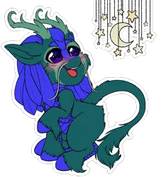 Size: 2900x3200 | Tagged: safe, artist:cobaltmist, derpibooru import, part of a set, oc, oc:lunar, unofficial characters only, kirin, antlers, female, green fur, image, png, solo, solo female