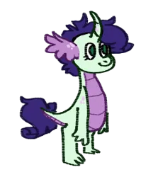 Size: 250x280 | Tagged: safe, artist:sunbitten, derpibooru import, oc, unofficial characters only, dracony, dragon, hybrid, curved horn, horn, image, interspecies offspring, offspring, parent:rarity, parent:spike, parents:sparity, png, simple background, smiling, solo, transparent background