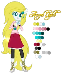 Size: 934x1140 | Tagged: safe, artist:angellightyt, derpibooru import, oc, oc:angel light, unofficial characters only, equestria girls, base used, clothes, equestria girls-ified, eyelashes, female, high heels, image, jewelry, necklace, png, shoes, simple background, skirt, smiling, solo, transparent background