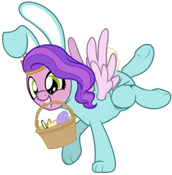 Size: 1675x1700 | Tagged: safe, alternate version, artist:nitei, derpibooru import, pipp petals, pegasus, pony, g5, animal costume, bunny costume, clothes, costume, diaper, diaper fetish, easter, easter bunny, easter egg, fetish, holiday, image, mouth hold, png, simple background, transparent background