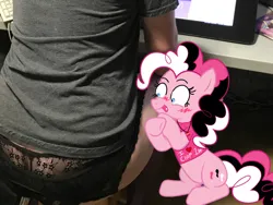 Size: 1280x960 | Tagged: suggestive, artist:ionlydrawtwi, artist:mlpcartel, editor:jimm, twilight sparkle, twilight sparkle (alicorn), oc, oc:sperm pie, alicorn, human, descended twilight, ass, barely pony related, butt, cintiq, clip studio paint, clothes, collar, crossdressing, drawing, drawing tablet, garter belt, high res, image, irl, irl human, panties, photo, png, sitting, socks, stockings, stool, table, thigh highs, underwear, wacom