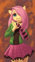 Size: 899x1569 | Tagged: safe, artist:escapist, derpibooru import, fluttershy, anthro, draw this in your style, dtiys emoflat, emo, image, jpeg
