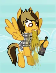 Size: 1249x1645 | Tagged: safe, artist:lightningbolt, derpibooru import, ponified, pegasus, pony, .svg available, alcohol, alex gaskarth, all time low, bottle, cheek fluff, clothes, cloud, derpibooru exclusive, dyed mane, dyed tail, ear fluff, flying, hoof fluff, hoof hold, image, male, open clothes, open mouth, open shirt, png, rolled up sleeves, shirt, show accurate, sky, solo, spread wings, stallion, t-shirt, tail, tail feathers, vector, vomit, vomiting, wings