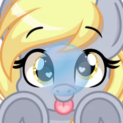 Size: 2000x2000 | Tagged: safe, artist:emberslament, derpibooru import, derpy hooves, pegasus, pony, :p, bubble, cute, female, happy, heart, heart eyes, icon, image, licking, licking the fourth wall, mare, png, simple background, tongue out, transparent background, underhoof, wingding eyes