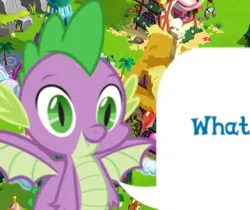 Size: 537x452 | Tagged: safe, derpibooru import, spike, dragon, claws, cropped, dialogue, dialogue box, english, gameloft, image, male, meme, my little pony: magic princess, png, speech bubble, text, wat, winged spike, wings, wow! glimmer