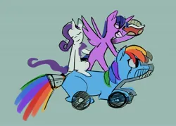 Size: 3500x2500 | Tagged: safe, artist:maxiima, derpibooru import, rainbow dash, rarity, twilight sparkle, alicorn, pony, unicorn, image, jpeg, mario kart, wat