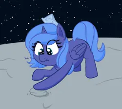 Size: 1498x1344 | Tagged: safe, artist:xppp1n, derpibooru import, princess luna, alicorn, pony, female, filly, foal, image, moon, playing, png, solo, woona, younger