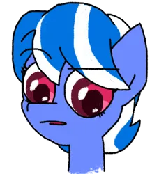 Size: 442x485 | Tagged: safe, artist:yamston, derpibooru import, oc, oc:little fawn, unofficial characters only, earth pony, pony, 2023, blue coat, blue mane, bust, female, filly, foal, image, living the dream, pink eyes, png, portrait, simple background, solo, transparent background, two toned mane