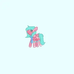 Size: 2168x2175 | Tagged: safe, artist:tinykiru, derpibooru import, oc, oc:nano(nanopone), unofficial characters only, pegasus, blue background, clothes, cyan background, image, png, scarf, side view, simple background, solo, wings