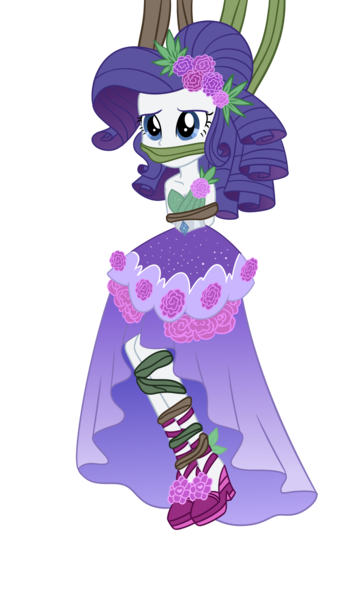 Size: 1149x1936 | Tagged: safe, artist:splendidbondage, derpibooru import, rarity, equestria girls, legend of everfree, bondage, gag, image, png, simple background, solo, transparent background, vine, vine bondage