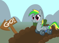 Size: 550x400 | Tagged: artist needed, safe, derpibooru import, oc, oc:wheely bopper, unofficial characters only, original species, pegasus, pony, wheelpone, 2013, adorawat, animated, behaving like a car, car, cute, female, honk, honk honk, image, nostalgia, ocbetes, onomatopoeia, solo, sound effects, wat, webm, what has science done, wheel