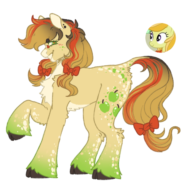 Size: 1000x1000 | Tagged: safe, artist:kazmuun, derpibooru import, jonagold, marmalade jalapeno popette, pony, alternate design, apple family member, image, png, simple background, solo, transparent background