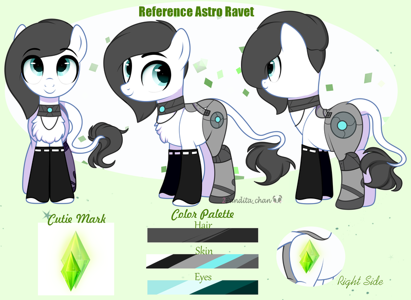 Size: 2643x1932 | Tagged: safe, artist:2pandita, derpibooru import, oc, oc:astro ravet, cyborg, earth pony, pony, female, image, mare, png, reference sheet, solo