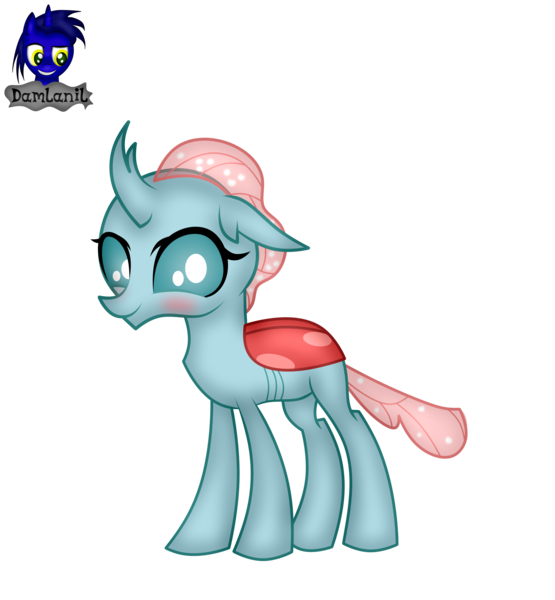 Size: 3840x4154 | Tagged: safe, artist:damlanil, derpibooru import, ocellus, changedling, changeling, blushing, commission, cute, female, happy, horn, image, looking at you, png, show accurate, simple background, solo, standing, transparent background, vector