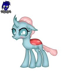 Size: 3840x4154 | Tagged: safe, artist:damlanil, derpibooru import, ocellus, changedling, changeling, blushing, commission, cute, female, happy, horn, image, looking at you, png, show accurate, simple background, solo, standing, transparent background, vector
