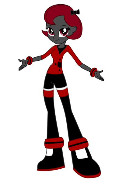 Size: 794x1123 | Tagged: safe, artist:biggernate91, derpibooru import, editor:biggernate91, oc, oc:darkstar, unofficial characters only, equestria girls, base used, black and red, bow, bracelet, dark skin, derpibooru exclusive, equestria girls 10th anniversary, equestria girls-ified, female, hair bow, image, inkscape, jewelry, leg band, png, red and black oc, simple background, solo, transparent background, vector