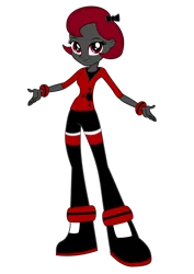 Size: 794x1123 | Tagged: safe, artist:biggernate91, derpibooru import, editor:biggernate91, oc, oc:darkstar, unofficial characters only, equestria girls, base used, black and red, bow, bracelet, dark skin, derpibooru exclusive, equestria girls 10th anniversary, equestria girls-ified, female, hair bow, image, inkscape, jewelry, leg band, png, red and black oc, simple background, solo, transparent background, vector