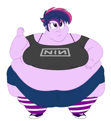 Size: 1920x2100 | Tagged: suggestive, artist:neongothic, derpibooru import, twilight sparkle, equestria girls, bbw, belly, big belly, bingo wings, bra, bra strap, breasts, chubby cheeks, clothes, double chin, fat, fat boobs, fat fetish, fetish, image, morbidly obese, obese, png, punk, simple background, socks, solo, ssbbw, striped socks, transparent background, twilard sparkle, underwear, weight gain, wide hips