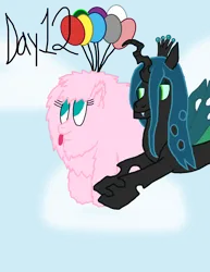 Size: 3000x3884 | Tagged: safe, artist:ktd1993, derpibooru import, queen chrysalis, oc, oc:fluffle puff, canon x oc, chrysipuff, female, image, lesbian, png, shipping