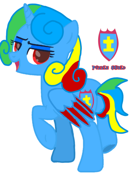 Size: 773x1034 | Tagged: safe, artist:klewgcg, artist:puzzlshield2, derpibooru import, oc, oc:puzzle shield, unofficial characters only, alicorn, pony, alicorn oc, base used, cutie mark, horn, ibispaint x, image, png, pony base, pony reference, simple background, solo, transparent background, vector, wings