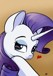 Size: 2480x3508 | Tagged: safe, artist:db, derpibooru import, rarity, unicorn, bedroom eyes, heart, image, png, solo