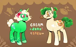 Size: 2048x1281 | Tagged: safe, artist:cracklewink, derpibooru import, oc, oc:cream soda, oc:cream stew, unofficial characters only, earth pony, pony, unicorn, duo, green coat, image, jpeg, siblings