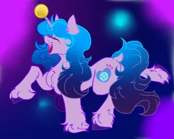 Size: 2500x2000 | Tagged: safe, artist:dankpegasista, derpibooru import, izzy moonbow, pony, unicorn, g5, my little pony: make your mark, abstract background, ball, big smile, blue background, blue hair, blue mane, blue tail, butt, chest fluff, colored, colored eyelashes, colored lineart, cute, dancing, derpibooru exclusive, digital art, dock, ear fluff, eyes closed, female, flat colors, full color, gradient hair, gradient mane, gradient tail, happy, horn, hornball, image, izzy's tennis ball, izzybetes, krita, long eyelashes, long hair, long mane, long tail, mare, messy mane, nostrils, open mouth, plot, png, purple fur, raised hoof, simple background, solo, standing on two hooves, sternocleidomastoid, tail, teeth, tennis ball, unshorn fetlocks