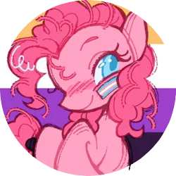 Size: 420x420 | Tagged: safe, artist:onionpwder, derpibooru import, part of a set, pinkie pie, earth pony, pony, icon, image, mouthpiece, nonbinary, nonbinary pride flag, png, politics, pride, pride flag, solo, transgender, transgender pride flag