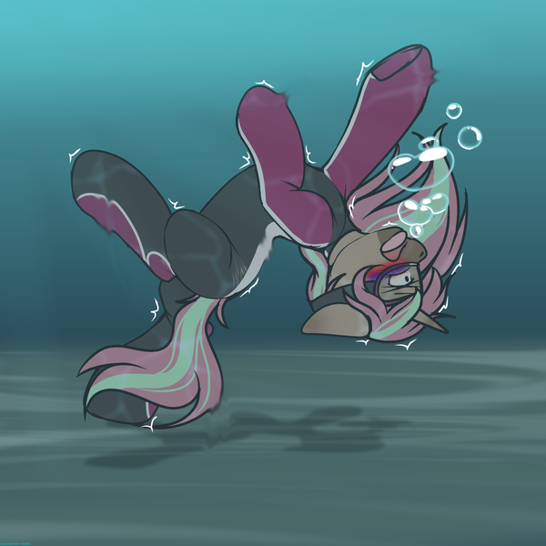 Size: 3000x3000 | Tagged: questionable, artist:xcinnamon-twistx, derpibooru import, oc, unofficial characters only, pony, unicorn, aquaphilia, asphyxiation, blushing, breathplay, bubble, dive mask, drowning, fetish, goggles, image, neoprene suit, open mouth, png, scuba gear, struggling, underwater, water, wet
