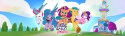 Size: 3086x892 | Tagged: safe, derpibooru import, official, hitch trailblazer, izzy moonbow, pipp petals, sunny starscout, zipp storm, g5, my little pony: tell your tale, crystal brighthouse, image, mane five (g5), png
