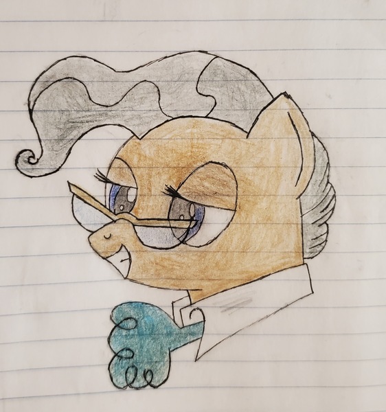 Size: 2217x2369 | Tagged: safe, artist:ceffyl-dŵr, derpibooru import, mayor mare, earth pony, pony, image, jpeg, lined paper, solo, traditional art