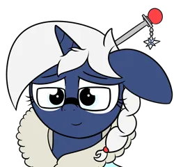 Size: 1872x1796 | Tagged: safe, artist:polynya, oc, oc:polynya frostbite, unofficial characters only, pony, unicorn, braid, bust, clothes, crossover, female, glasses, hairpin, horn, image, jacket, mare, mei (overwatch), overwatch, png, simple background, smiling, transparent background, unicorn oc