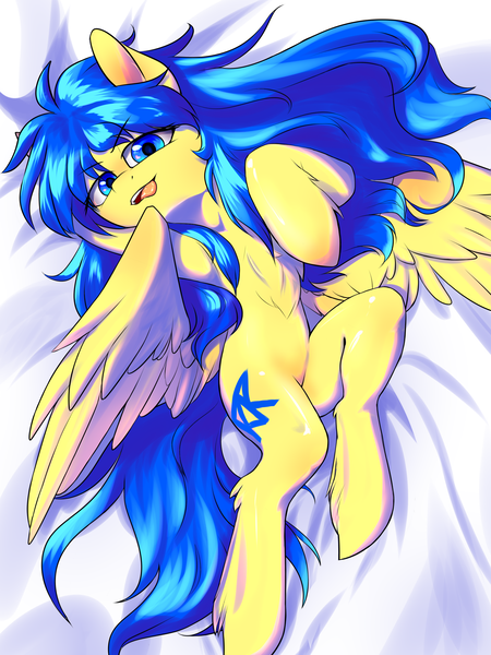 Size: 1800x2400 | Tagged: suggestive, artist:ktk's sky, derpibooru import, oc, oc:redsun sky, pegasus, pony, bed, image, lying down, male, png, solo