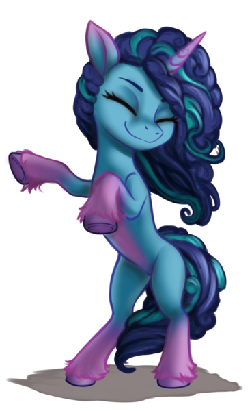 Size: 800x1300 | Tagged: safe, artist:zetamad, derpibooru import, pony, unicorn, g5, atg 2023, dancing, eyes closed, image, misty brightdawn, newbie artist training grounds, png, rearing, smiling, solo