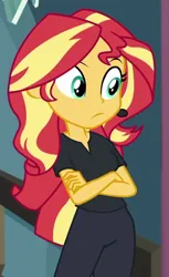 Size: 440x720 | Tagged: safe, derpibooru import, screencap, sunset shimmer, all the world's off stage, equestria girls, equestria girls series, cropped, image, png, solo