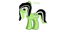 Size: 879x430 | Tagged: safe, derpibooru import, oc, oc:avery, unofficial characters only, earth pony, pony, agender, agender pride flag, base used, green coat, hair over one eye, image, multicolored eyes, png, pride, pride flag, simple background, smiling, solo, striped mane, striped tail, tail, text, two toned mane, two toned tail, white background
